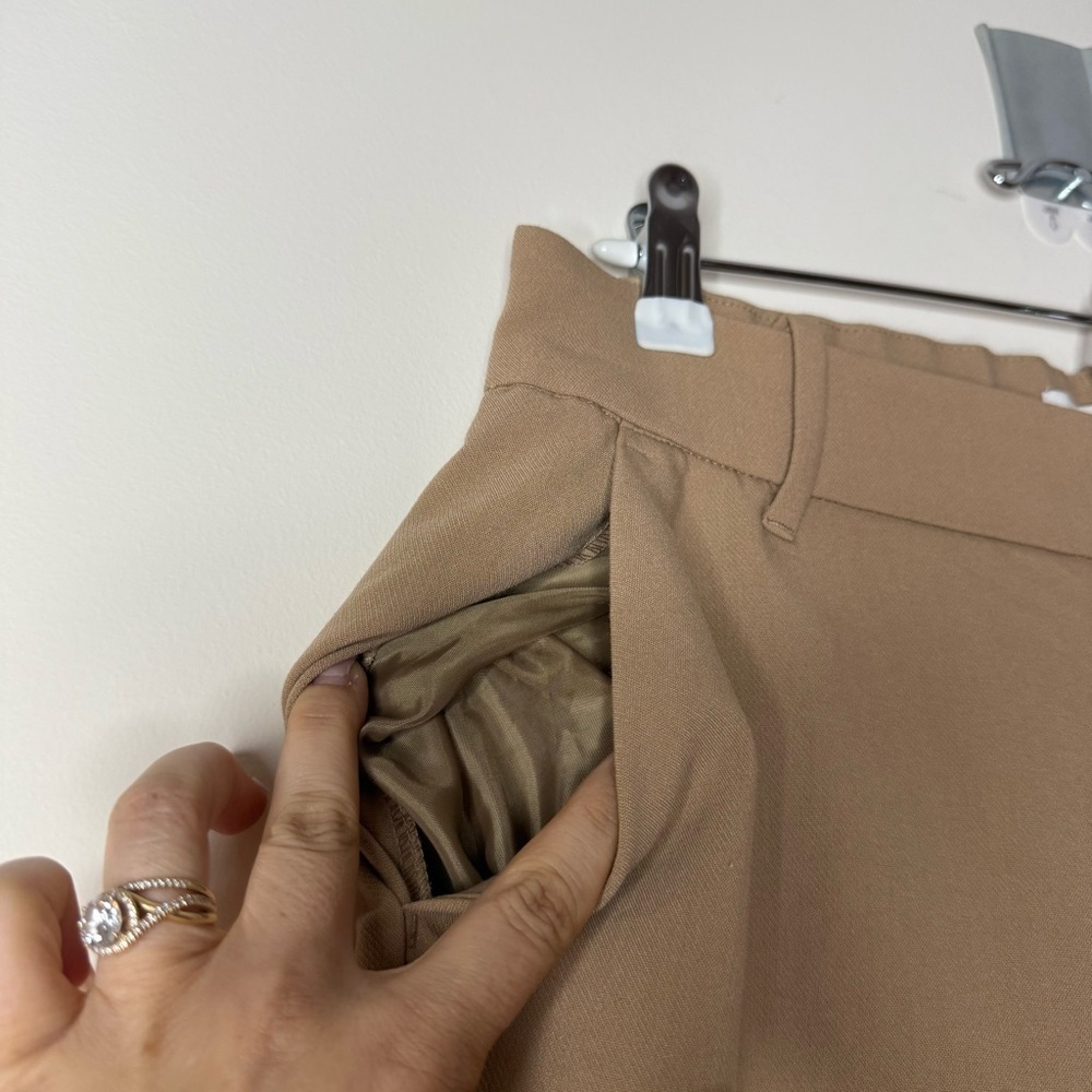 ABERCROMBIE + FITCH Tailored Split Hem Career Professional Flare Camel Trousers - Picture 6 of 11